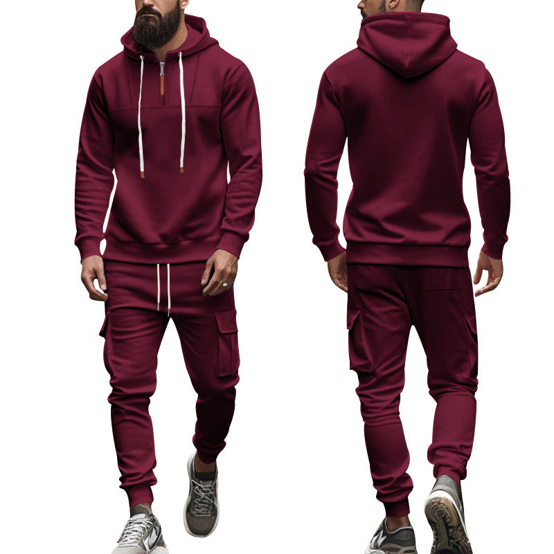 Herrer sporty hoodie og cargo-træningsbukser sæt Stilla
