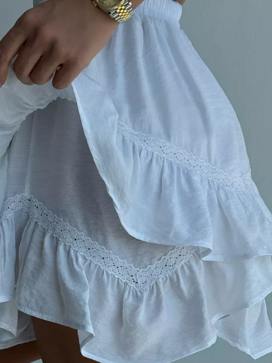 Dame Rynkeskørt med elastisk talje og multilags-design Stilla