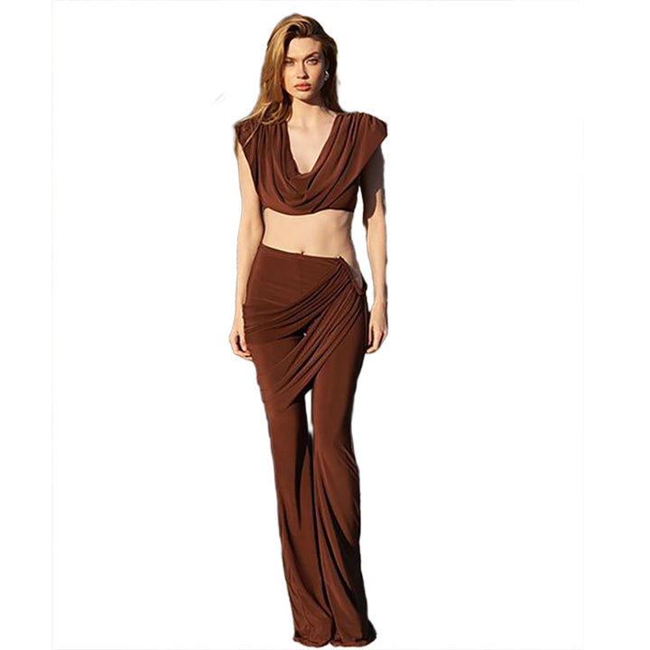Damer Elegant Jumpsuit-sæt med Drapering og Smalt Ben Skovae