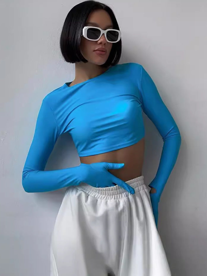 Dame Sporty Langærmet Crop-Top med elegant snit og hudvenligt materiale Stilla