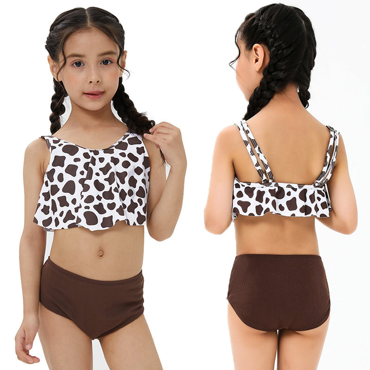 Dame Crop-Bikini-Sæt med moderigtigt leopardmønster og høj talje Stilla