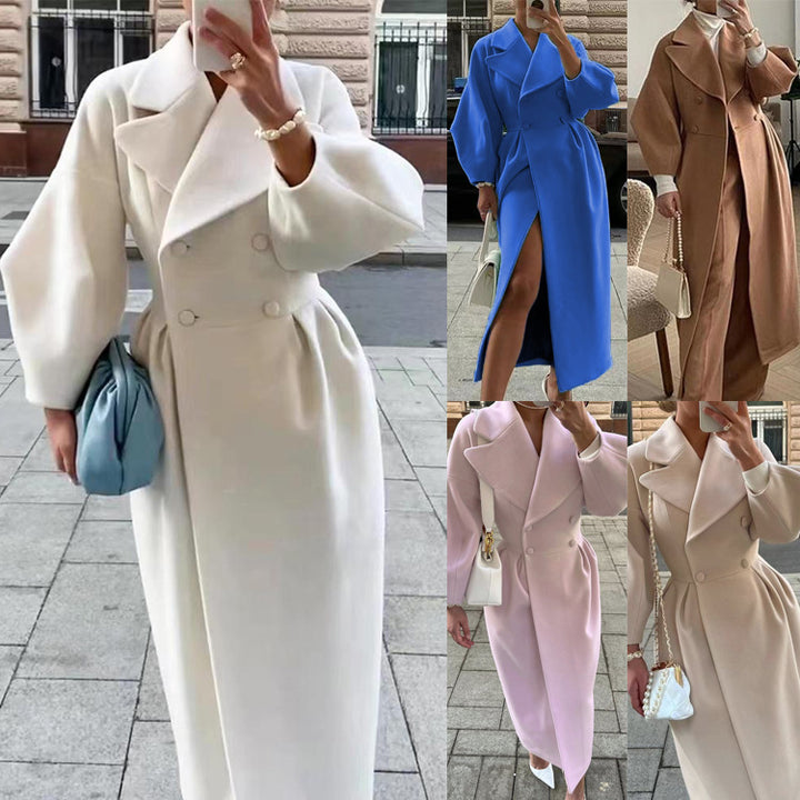 Dame maxikjole med høj split og elegant boucle-stof Stilla