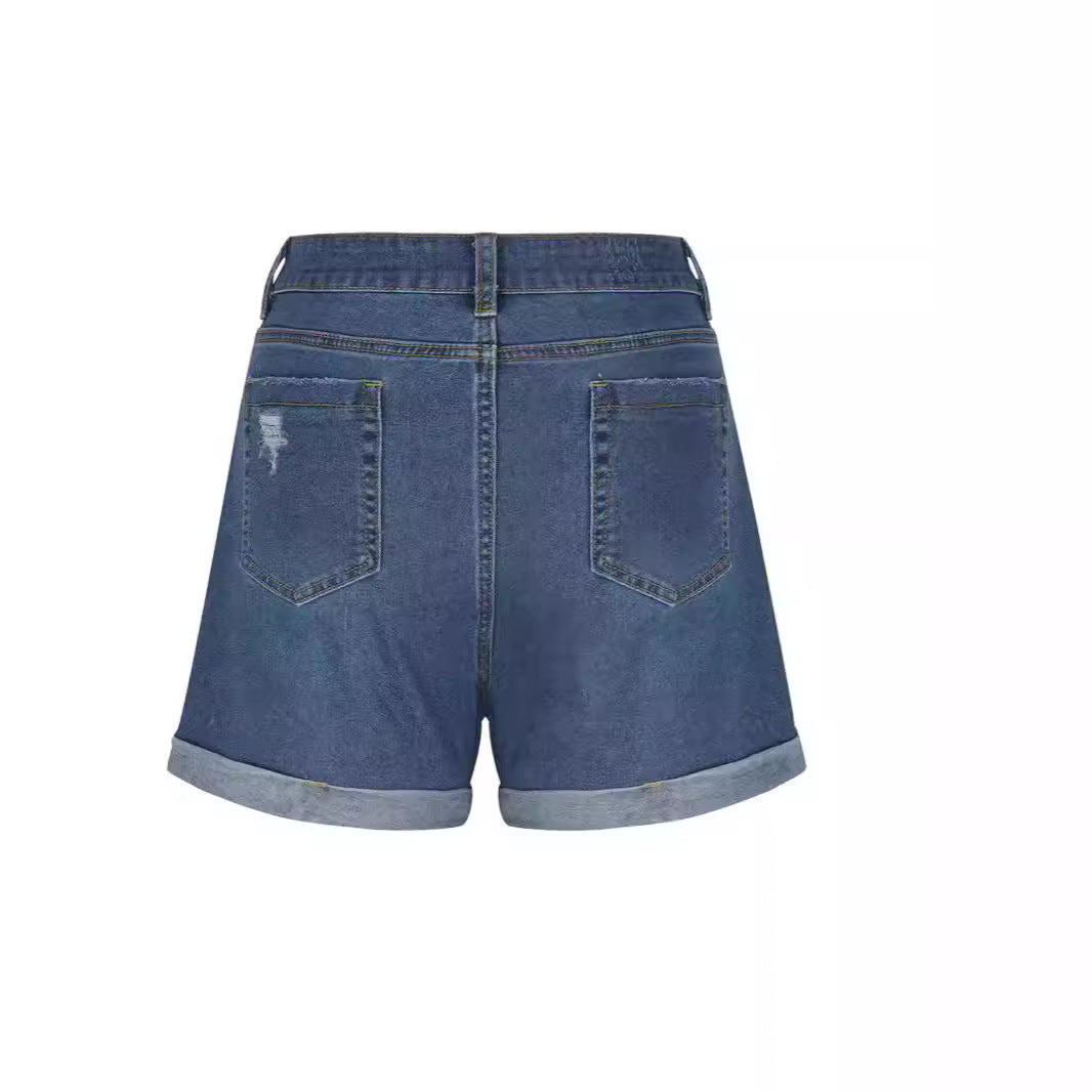 Dame Trendy Denim-Shorts med stilfulde Ripped-detaljer Stilla