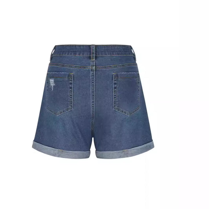 Dame Trendy Denim-Shorts med stilfulde Ripped-detaljer Stilla