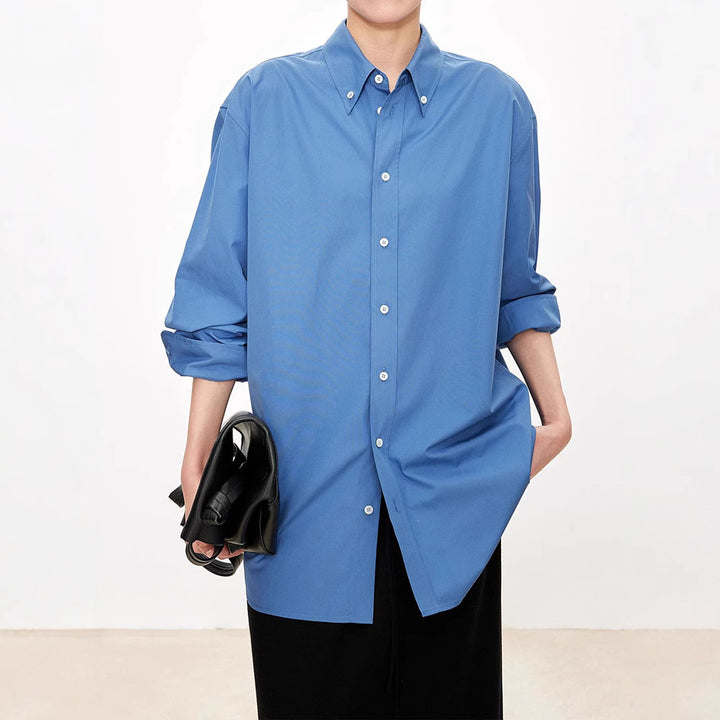 Damer elegant oversized bluse med klassiske knapdetaljer Stilla