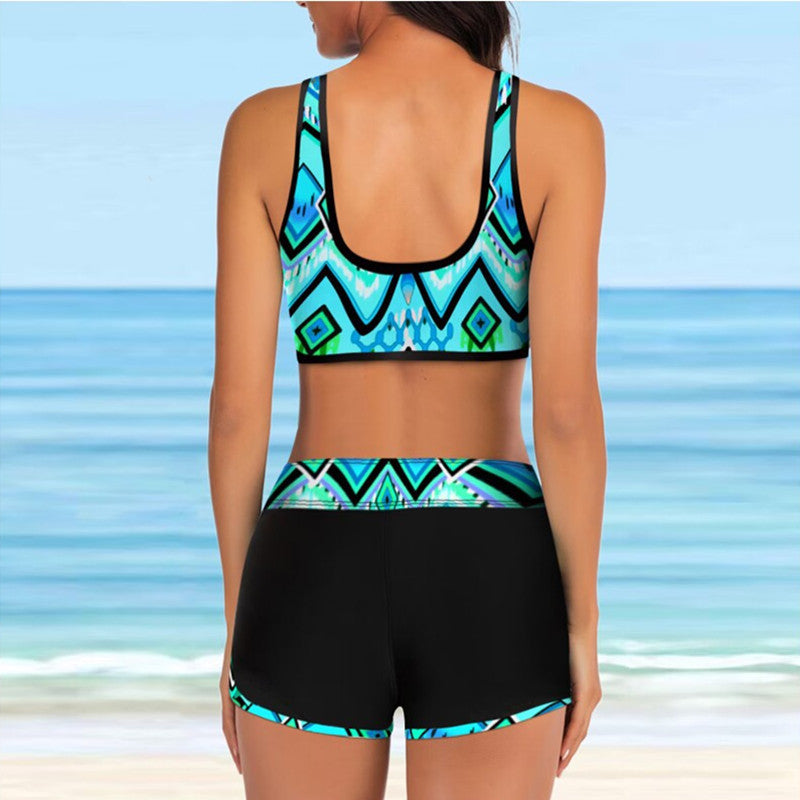 Dame Sports-Bikini-Sæt med stilfuld Crop-Top og Shorts Stilla