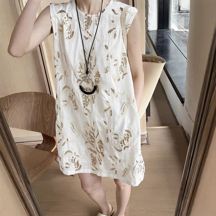 Dame Chiffon Kjole med blomsterdesign og elegant snit Stilla