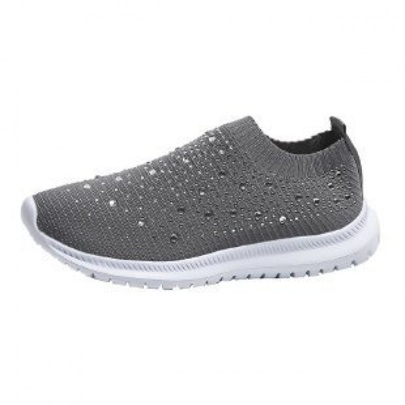 Dame Sneakers med glitrende accenter og elastisk strikket overmateriale Stilla