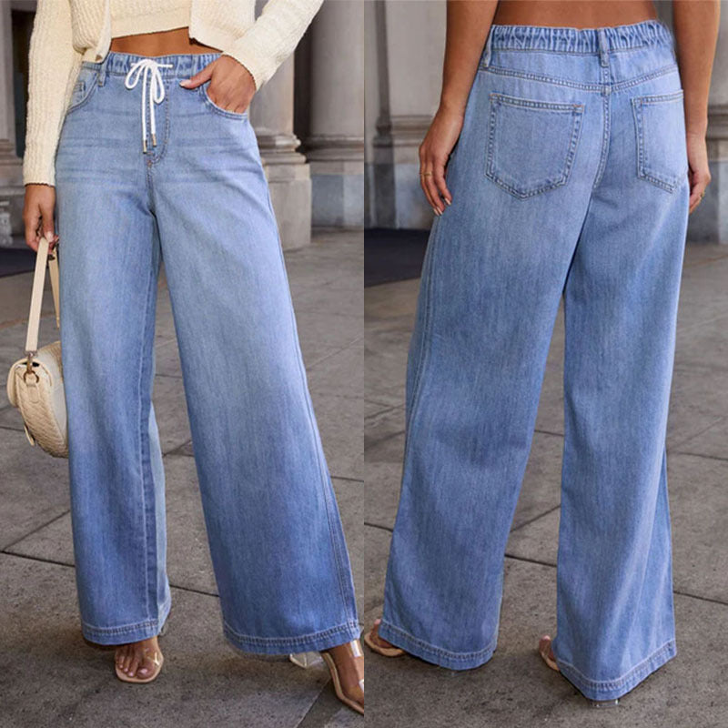 Dame Løst skårne jeans med elastisk taljebånd og moderigtigt design Stilla