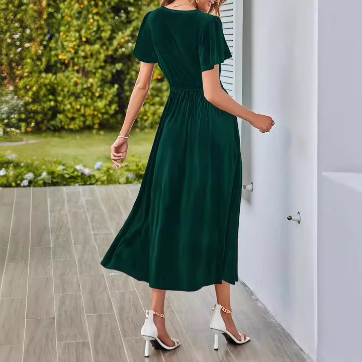 Dame Elegante Maxikjole med V-udskæring og luftige ærmer Stilla