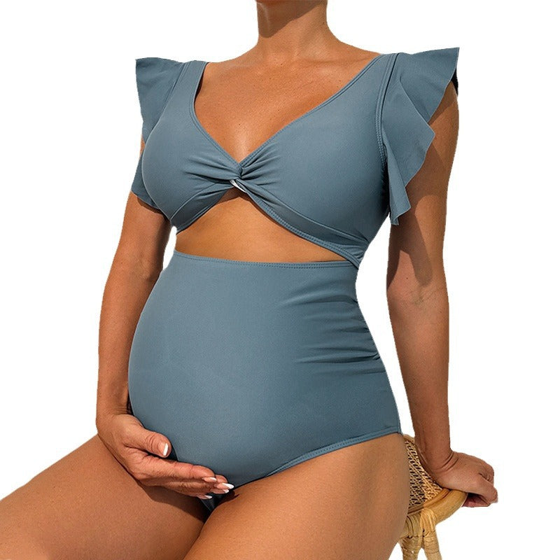 Dame gravid svømmetøj med moderne cut-out og flæse detaljer Stilla