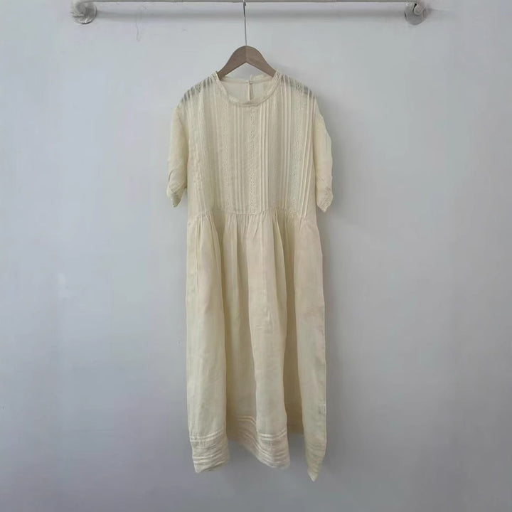 Femme Let Broderi A-linje Kjole Stilla