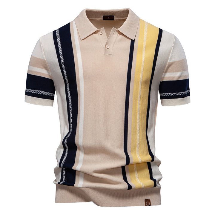 Herrer Poloshirt med moderne stribemønster i åndbart bomuld Stilla