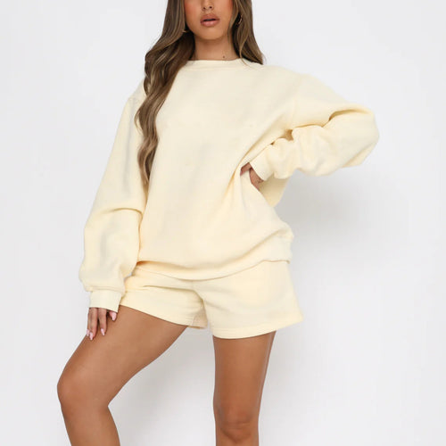 Dame behageligt sweatshirtsæt med shorts Stilla