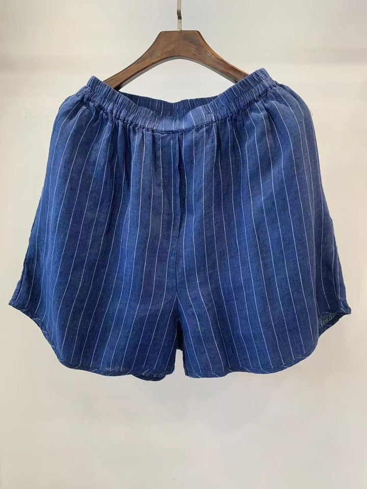 Dame Casual Stribede Linned Shorts Stilla