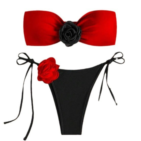 Femme Bandeau-Bikini-Sæt med blomstermotiver Stilla