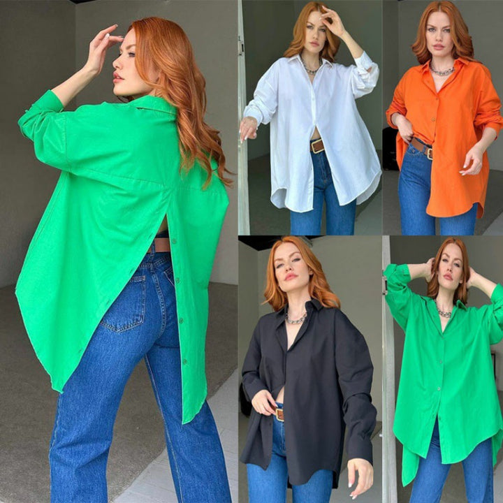 Dame oversized skjorte med asymmetrisk søm Stilla