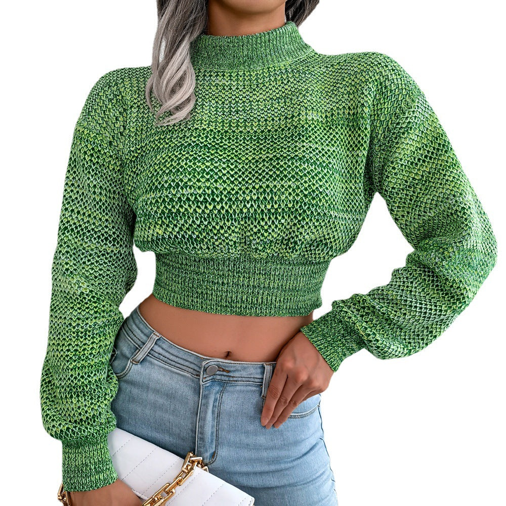 Dame cropped striktrøje med moderigtig strukturdesign og ribdetaljer Stilla