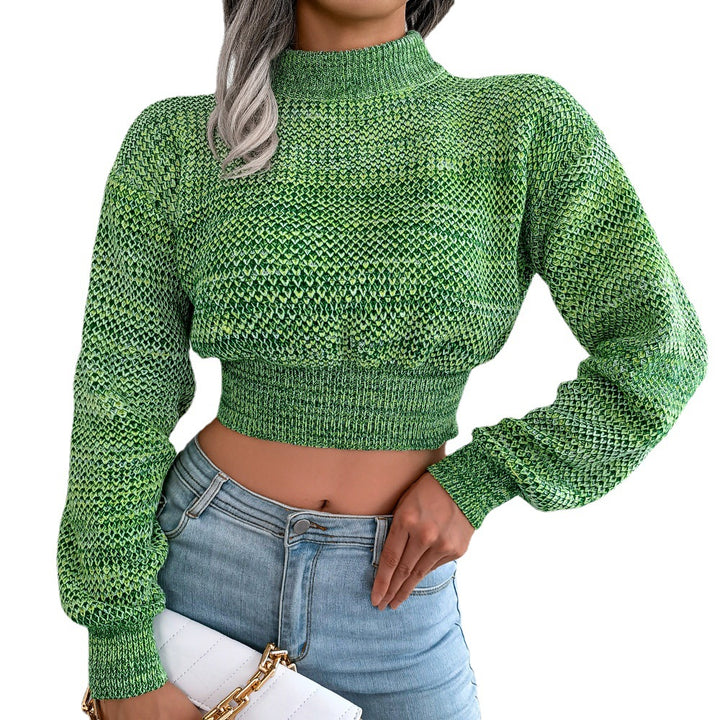 Dame cropped striktrøje med moderigtig strukturdesign og ribdetaljer Stilla