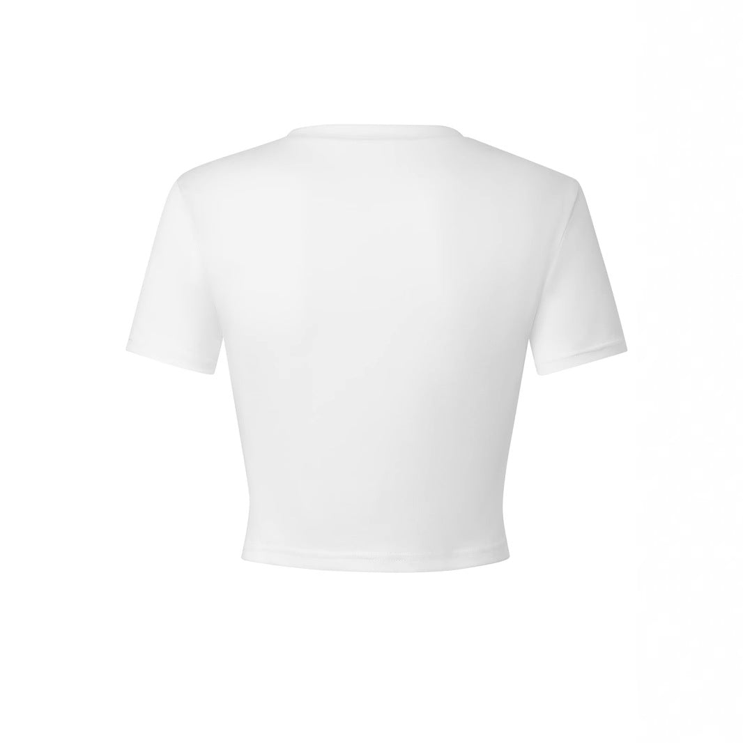 Dame Crop-T-Shirt med unikt dødningehoved-design Skovae