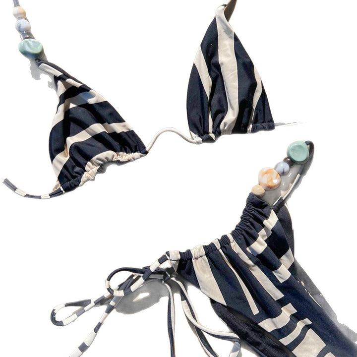 Dame Triangle-Bikini med stilfulde perleaccentuer og justerbare stropper Stilla