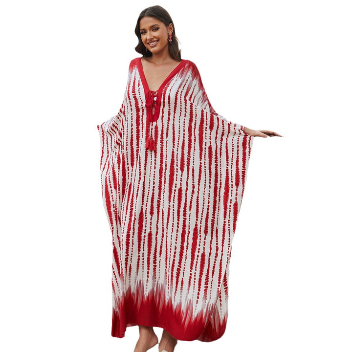 Dame Strandkaftan med florale mønstre og dyb V-udskæring Stilla