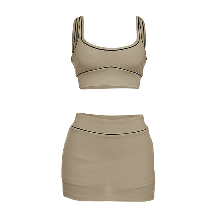 Dame Sporty Crop-Top og Nederdel Sæt Stilla