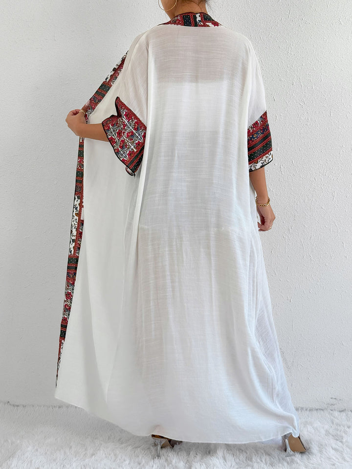 Kvinde Floral Prydet Kimono Stil Cover-Up Stilla