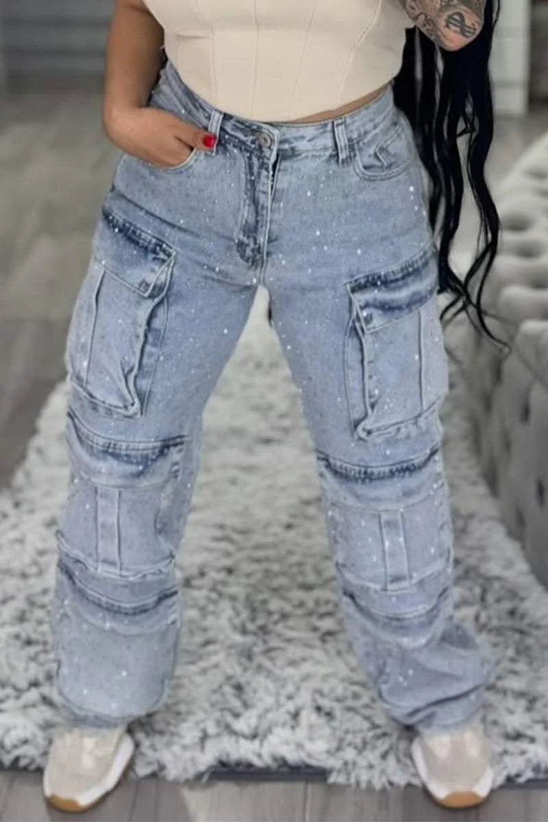 Dame Cargo Jeans med praktiske lommer og afslappet snit Stilla