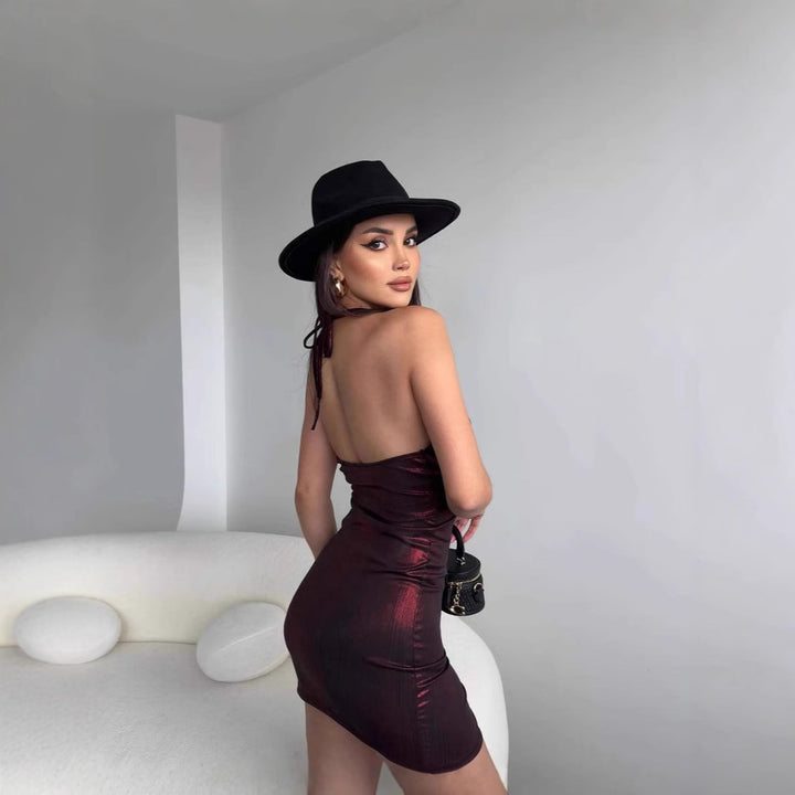 Dame Bodycon Halsband Mini Kjole Stilla