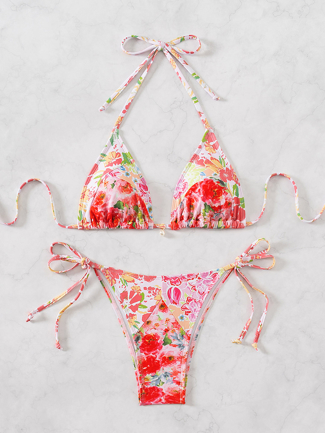 Dame triangel-bikini med legende palmeprint Skovae