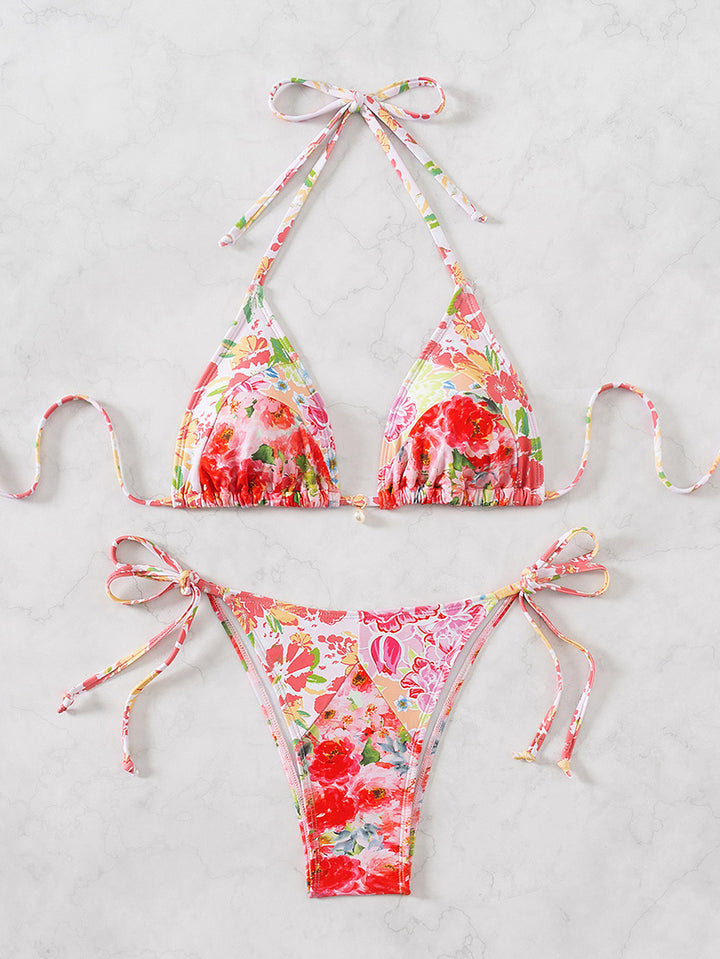 Dame triangel-bikini med legende palmeprint Skovae