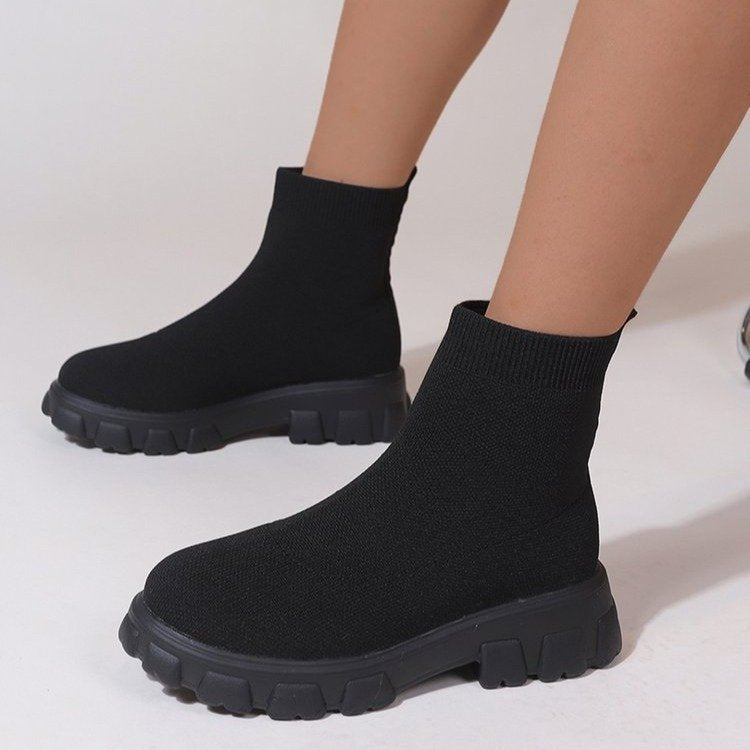 Dame Sock-Boots med skridsikker sål og åndbart strikdesign Stilla