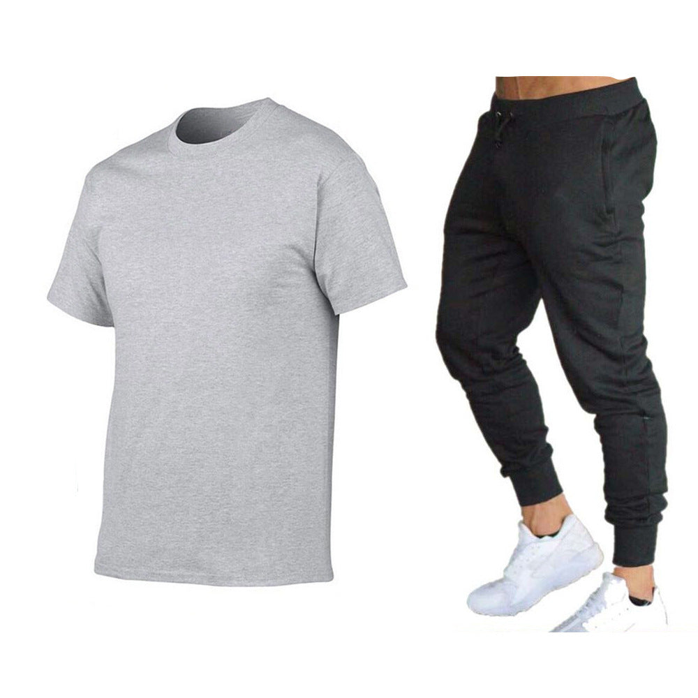 Herre sporty T-shirt og joggingbukser-sæt med funktionelt design Stilla