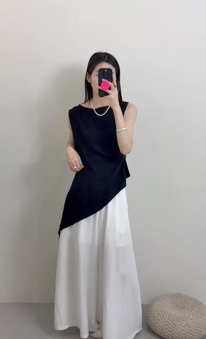 Femme Asymmetrisk Design Top Stilla