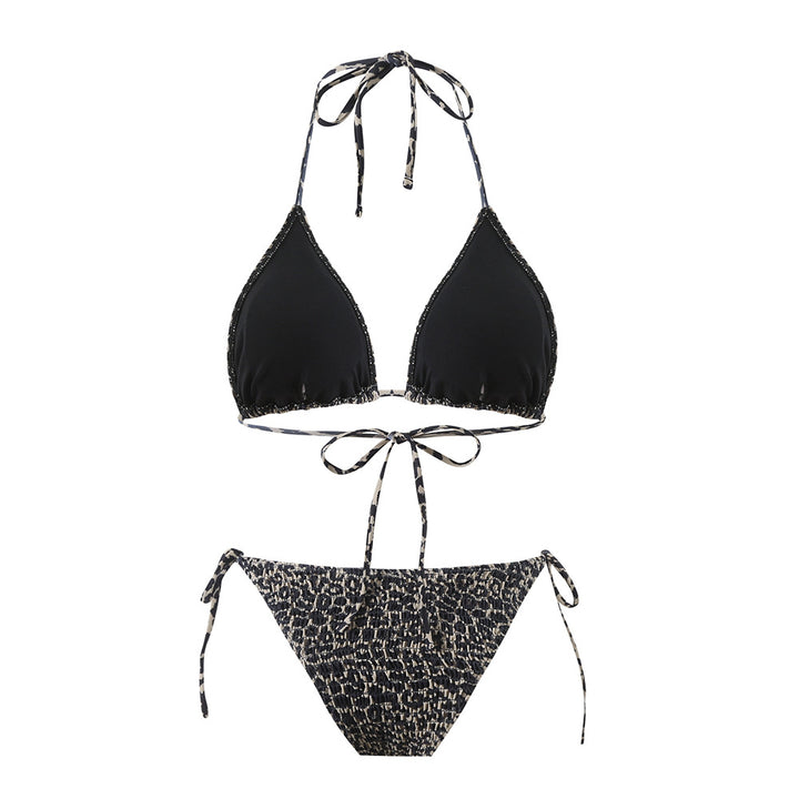 Dame triangel-bikini-sæt med moderne dyreprint og justerbare bindebånd Stilla