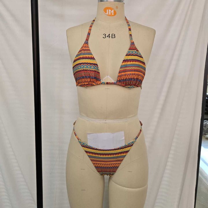 Dame triangel-bikini med farverigt etno-mønster Skovae