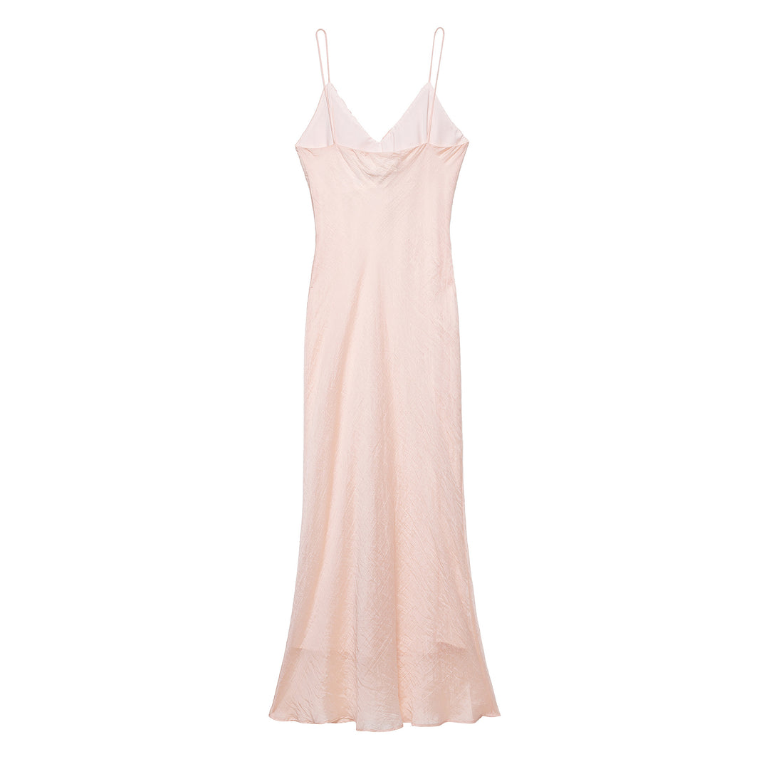Femme Rynkesatin-Maxi-Kjole med justerbare stropper Stilla