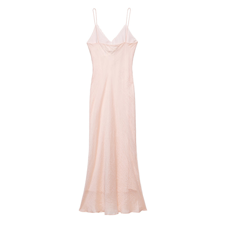 Femme Rynkesatin-Maxi-Kjole med justerbare stropper Stilla