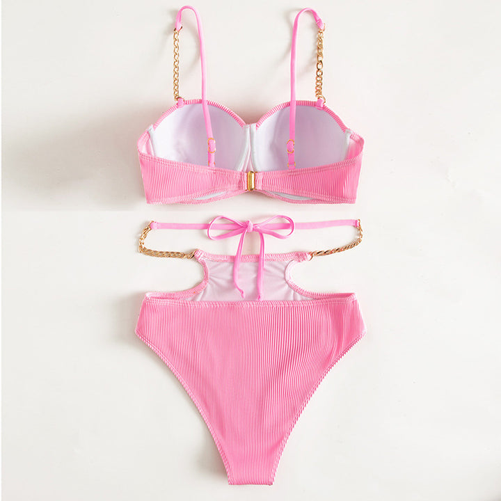 Dame Luksus Bustier-Bikini-Sæt med stilfulde kædeaccenter Stilla