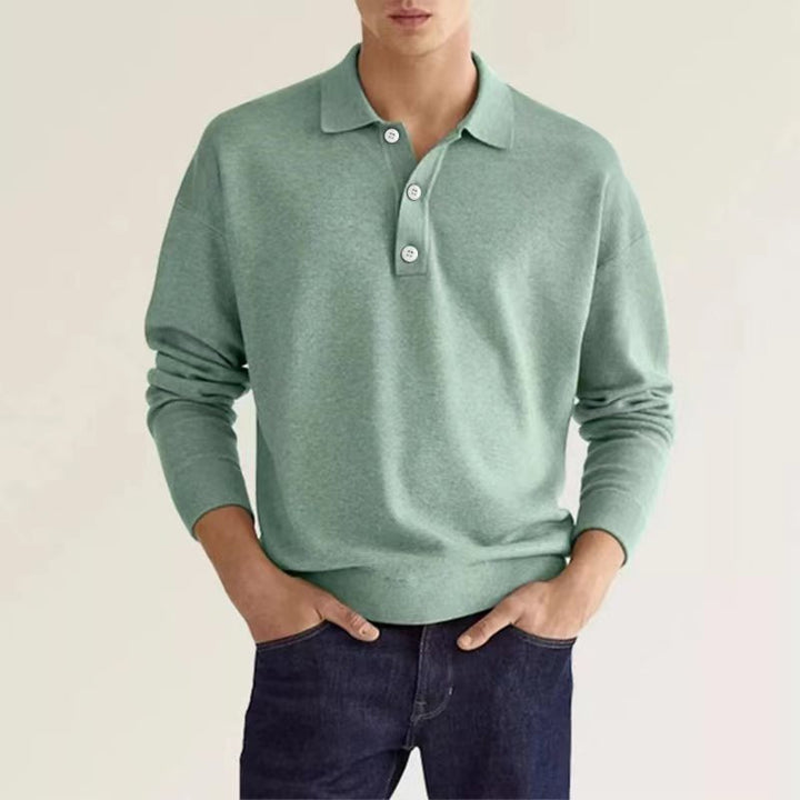 Herren Polo Sweatshirt med klassiske knapdetaljer Stilla