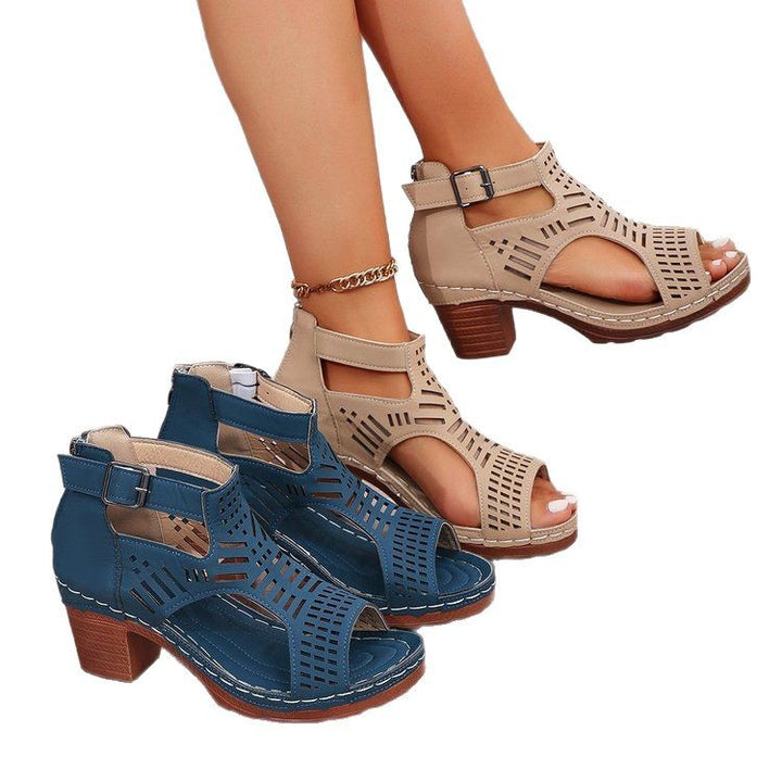 Dame elegante Sandaler med detaljeret Cut-Out-udformning og komfortabel hæl Stilla