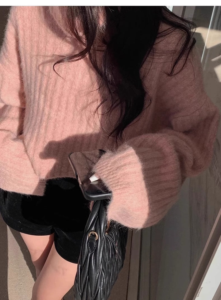Femme Korte Ribstrikket Rullekrave Sweater Stilla