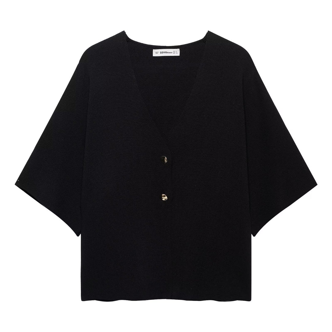 Damer bred strikjakke med elegante knapdetaljer Stilla