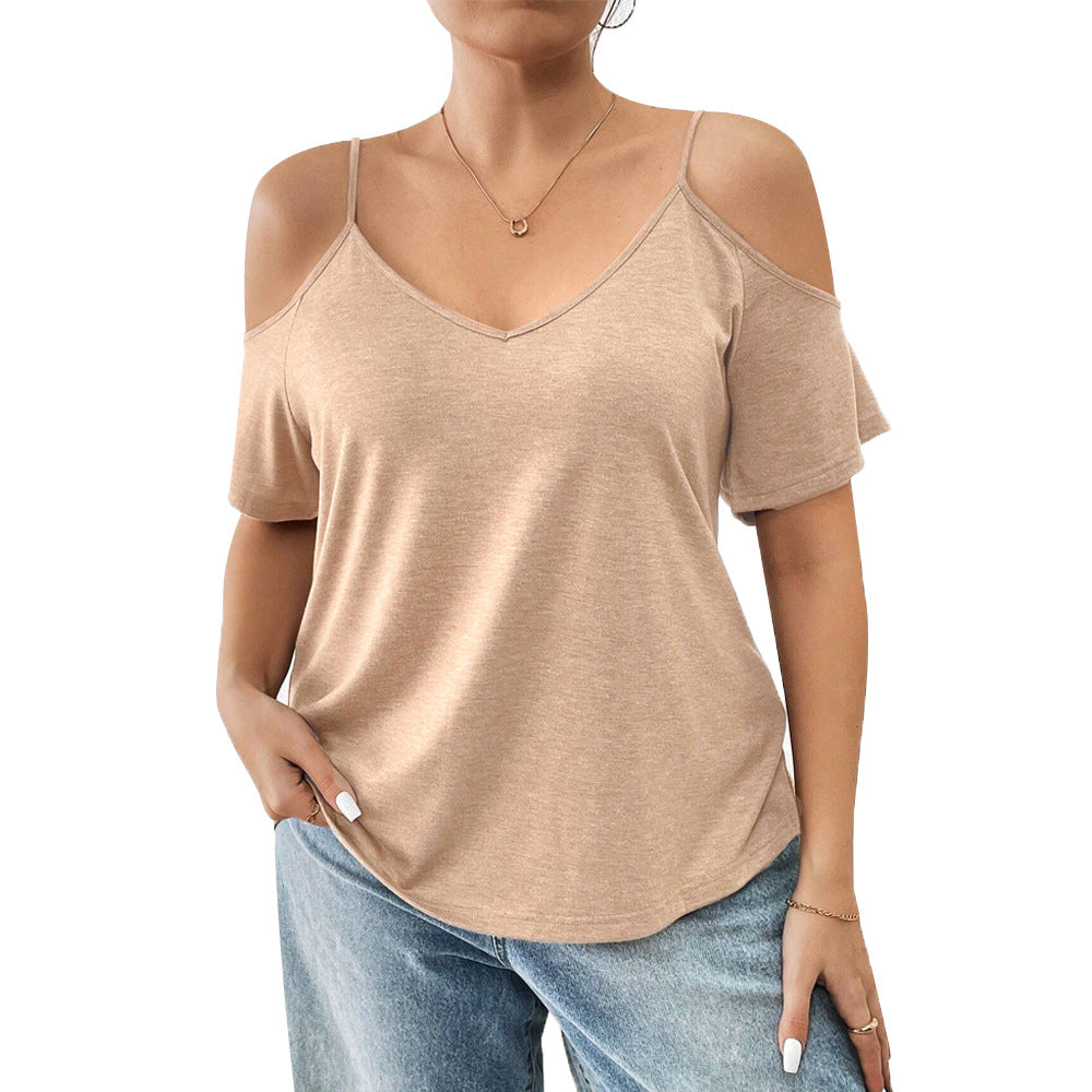 Dame afslappet T-shirt med cut-out ærmer Skovae