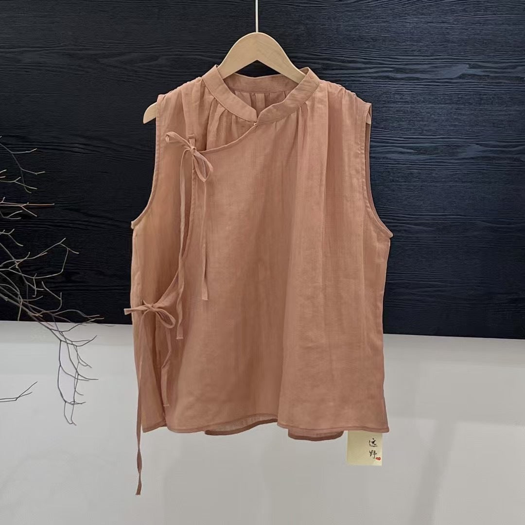 Femme Elegante Ærmeløs Linnedbluse Stilla