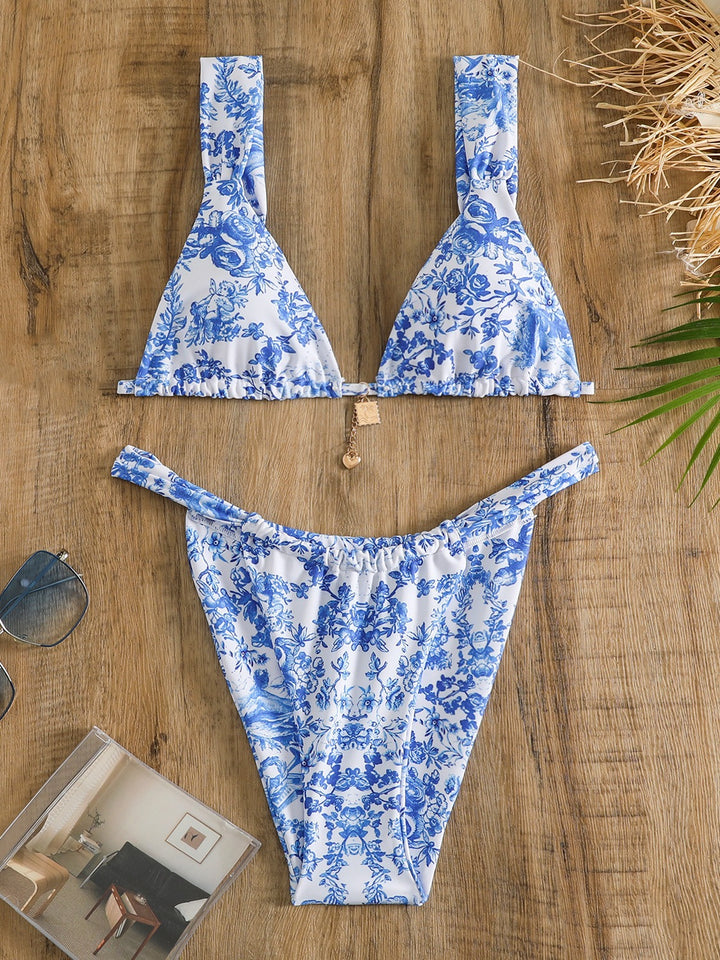 Kvinder justerbar blomsterdesign bikini sæt Stilla