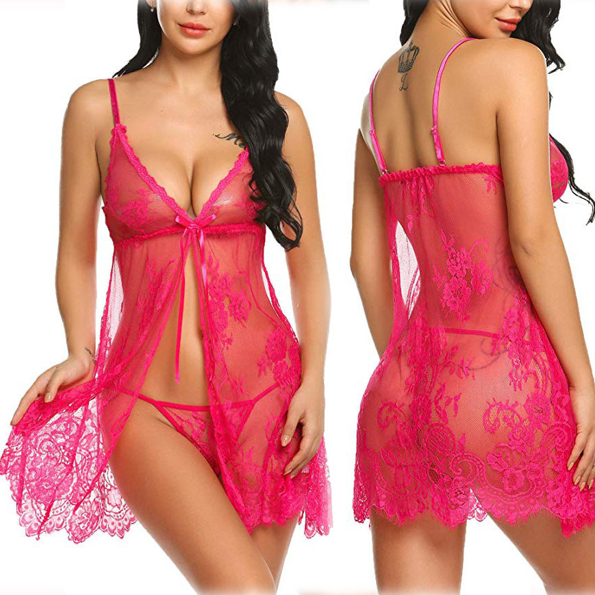Damer gennemsigtig blomster dantel Babydoll nattøj Stilla