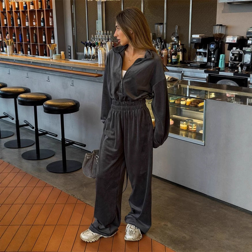 Dame luksuriøs fleece jumpsuit Stilla
