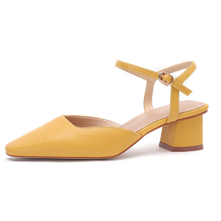 Dame Elegant Spids-Tå Slingback Hæl med Blokhæl Stilla